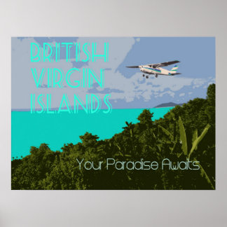 Brittiska Jungfruöarna Vintage resor Poster