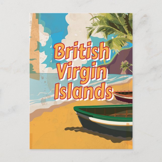 Brittiska Jungfruöarna Vintage-semesteraffisch Vykort (Framsida)