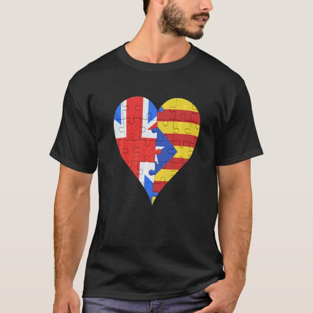 Brittiska katalanska flagghjärta t shirt (Framsida)