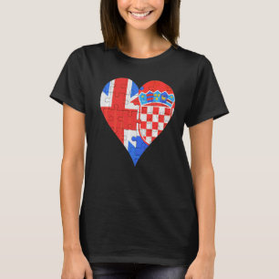 Brittiska kroatiska Flagga Heart T Shirt