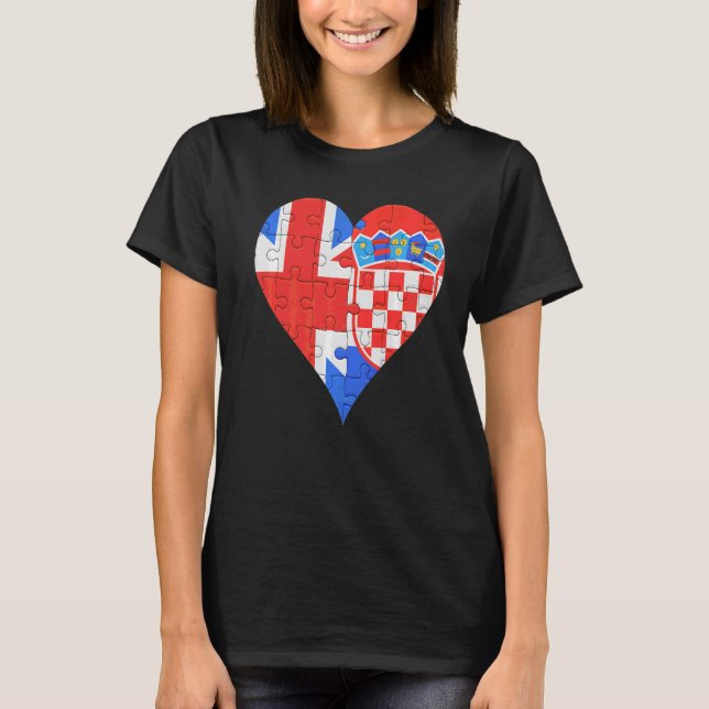 Brittiska kroatiska Flagga Heart T Shirt (Framsida)