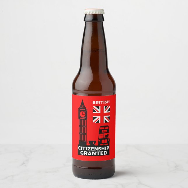 Brittiska medborgarskapsgåvor ölflaska etikett (Framsida)