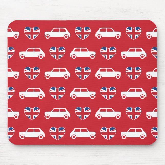 Brittiska mini- Cooperhjärtor - den röda musen Musmatta (Framsidan)