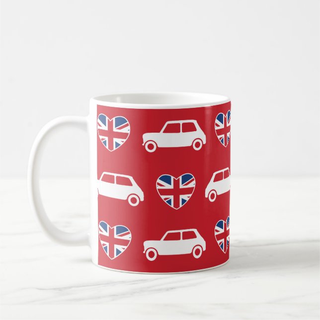 Brittiska mini- Cooperhjärtor - röd kaffemugg (Vänster)