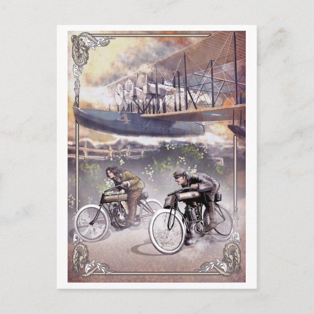 Brittiska motoplan 1900 tävling vykort (Framsida)