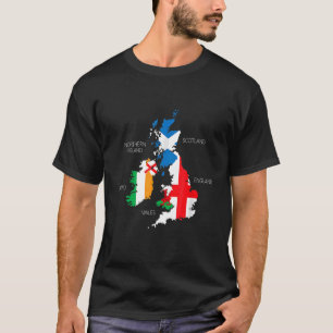 Brittiska öarna Hav Irland Skottland Wales England T Shirt
