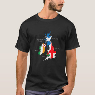 Brittiska öarna Hav Irland Skottland Wales England T Shirt