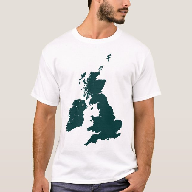 Brittiska öarna i Mörk grönt T Shirt (Framsida)