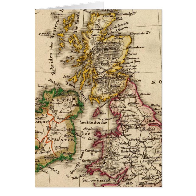 Brittiska öarna Karta Hälsningskort (Framsidan)