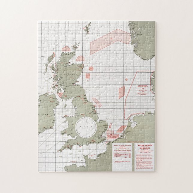 Brittiska öarna karta minefields William Rea Furlo Pussel (Vertikal)