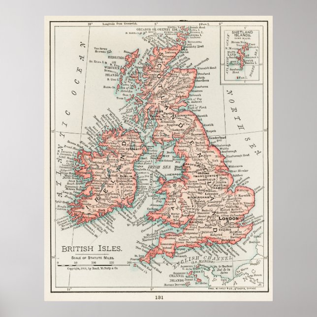 Brittiska öarna Karta Poster (Framsidan)