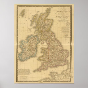 Brittiska öarna Karta Poster