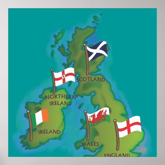 Brittiska öarna och Irland Poster (Framsidan)