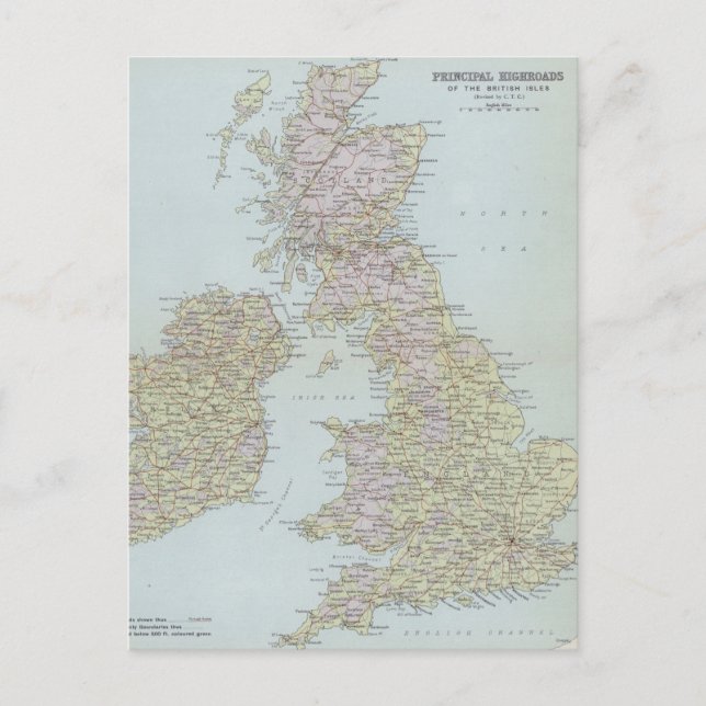Brittiska öarnas huvudvägar vykort (Framsida)