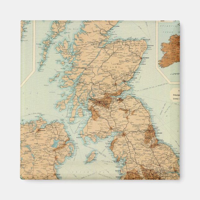 Brittiska öarnas järnvägar och industriella karta magnet (Framsidan)