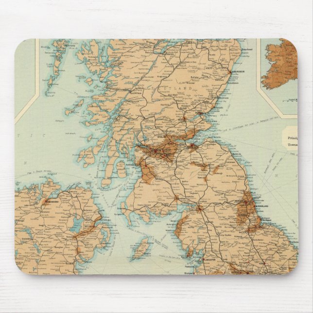 Brittiska öarnas järnvägar och industriella karta musmatta (Framsidan)