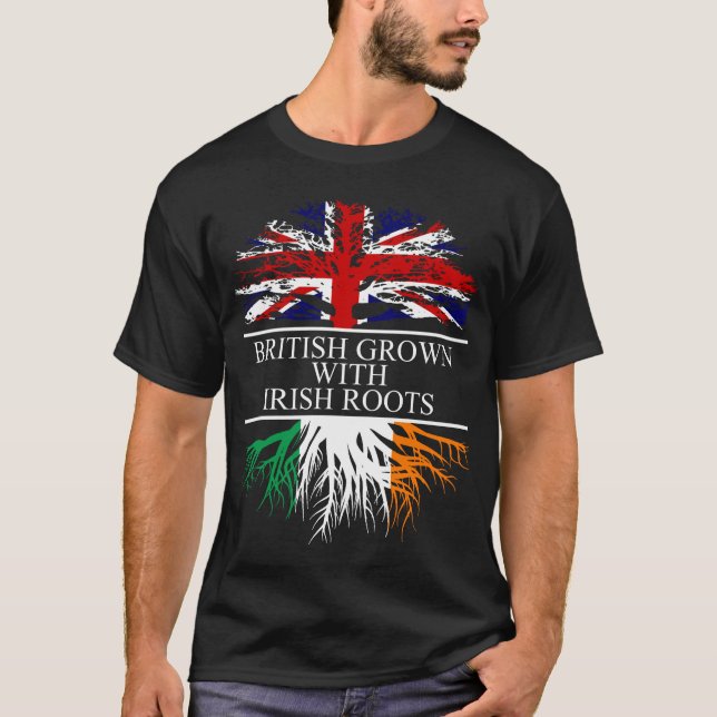 Brittiska odlade med irländskt rötter och flagga t shirt (Framsida)
