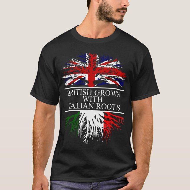 Brittiska odlingar med flagga av kursiv italien t shirt (Framsida)