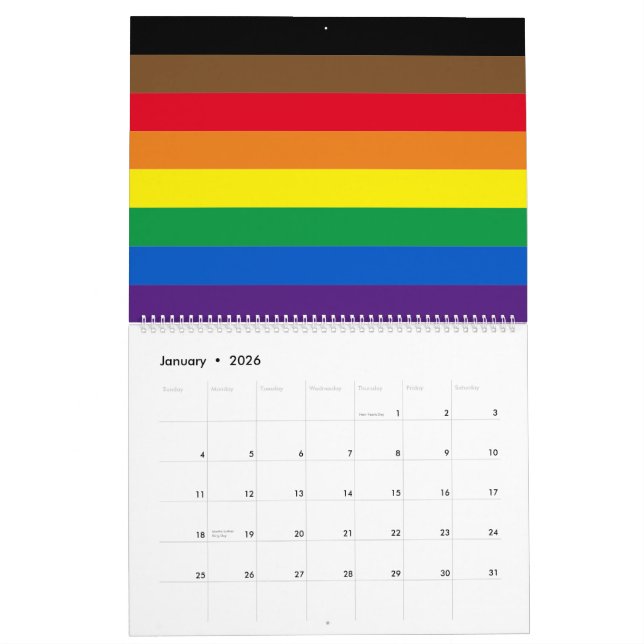 Brittiska Pridets mångfald inklusive regnbåge, fla Kalender (Jan 2026)