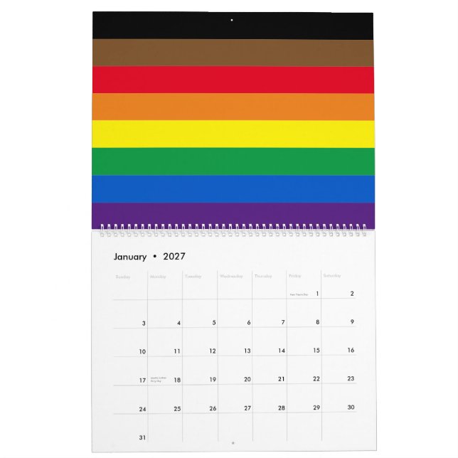 Brittiska Pridets mångfald inklusive regnbåge, fla Kalender (Jan 2027)