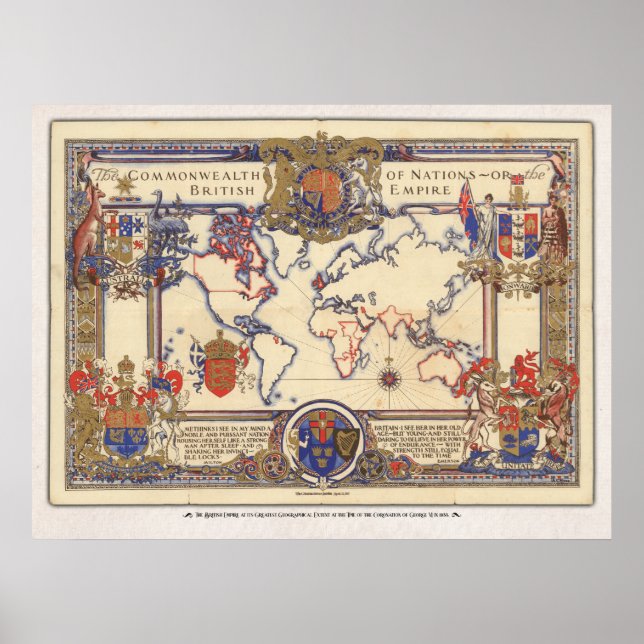 Brittiska rikets samvälde eller det brittiska impe poster (Framsidan)
