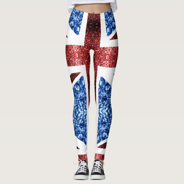 Brittiska rödblåskärmsglitter glitter leggings (Framsida)
