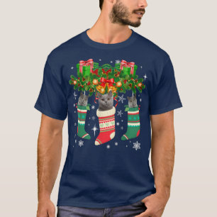 Brittiska shorthair-katter i julsock Cat Lover T Shirt