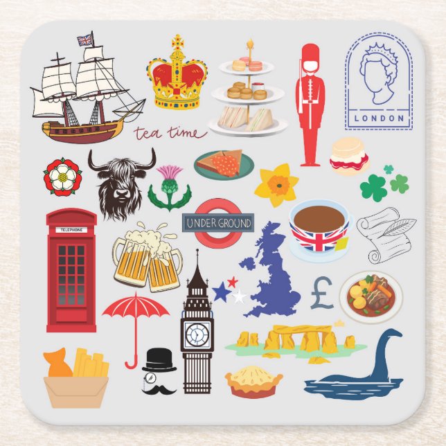 brittiska symboler underlägg papper kvadrat (Framsidan)