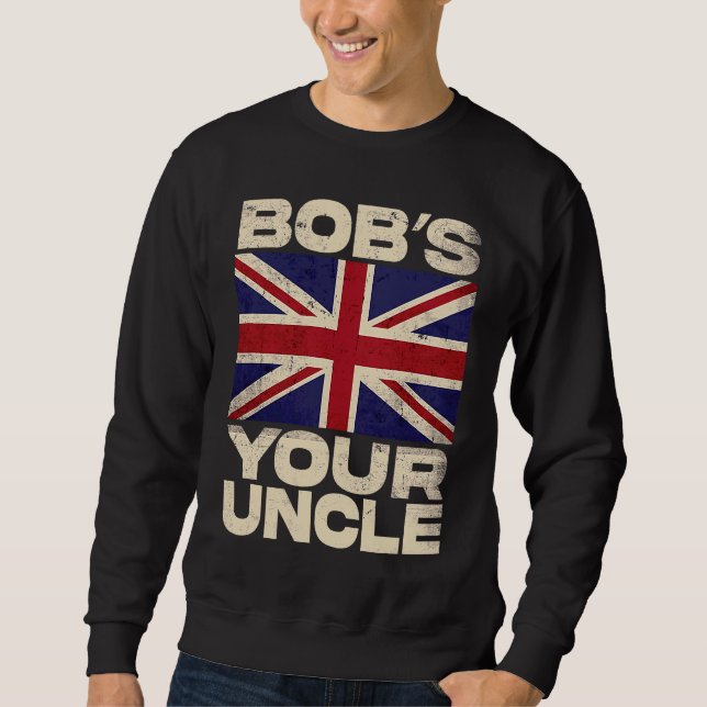 Brittiska Union Jack Flagga  Bob's your Uncle Lång Ärmad Tröja (Framsida)