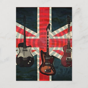 Brittiska Union Jack Flagga Rock Roll Elgitarr Vykort