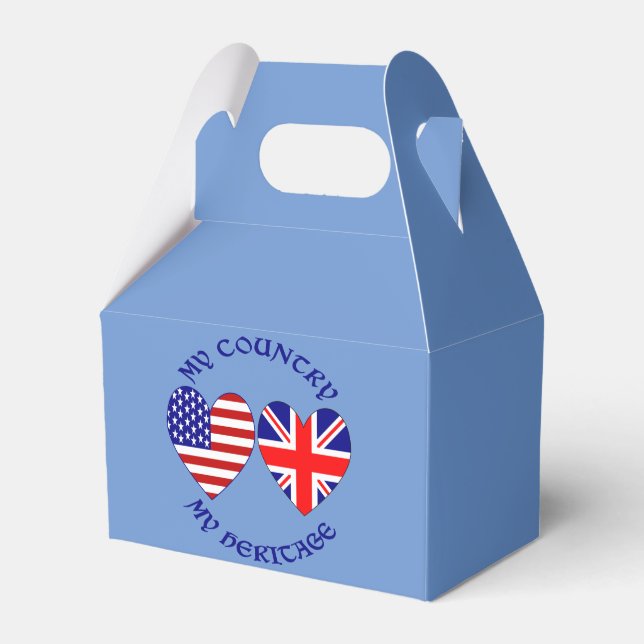 Brittiska USA-hjärtaflaggor Landarv Presentaskar (Framsidan Sidan)