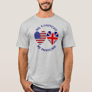 Brittiska USA-hjärtaflaggor Landarv T-shirt