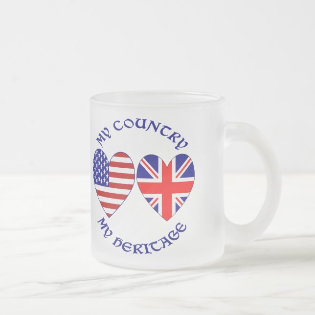 Brittiska USA-hjärtflaggor Land Arv Frostad Glasmugg (Höger)