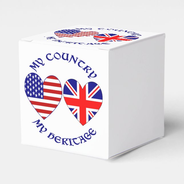 Brittiska USA-hjärtflaggor Landets kulturarv Presentaskar (Framsidan Sidan)