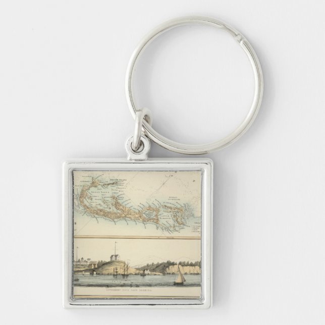 Brittiska Västerns Indiska innehav Fyrkantig Silverfärgad Nyckelring (Framsidan)