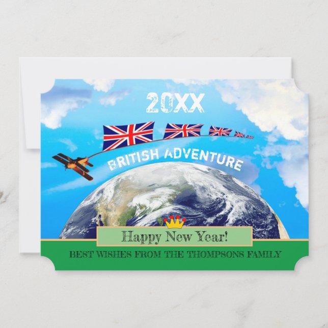Brittiskt äventyr, Glad nyår-kort, Jorden Julkort (Framsida)