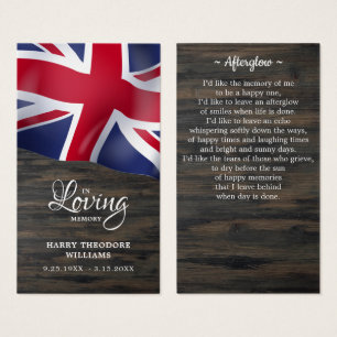 Brittiskt Flagga Sympathy Memorial Funeral Prayer Visitkort