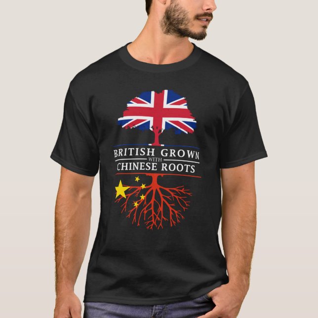 Brittiskt fullvuxet med kines rotar   chinadesign t shirt (Framsida)