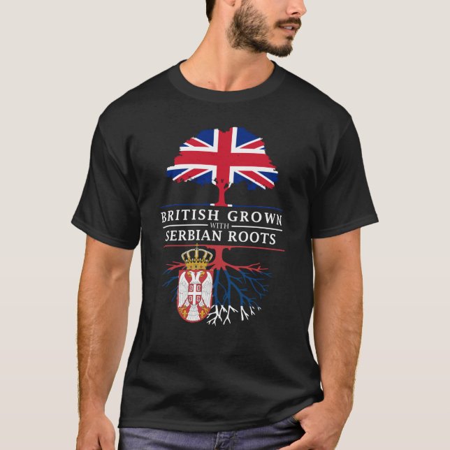 Brittiskt fullvuxet med serb rotar   den Serbia T Shirt (Framsida)