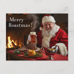 Brittiskt julkort med Tomte på Pub Helg Vykort