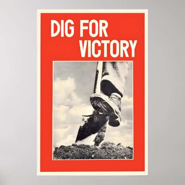 Brittiskt propagandaplakat Gräv för seger. Odla Poster (Framsidan)