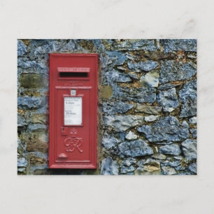 Brittiskt rött vykort - Stone Wall Bild
