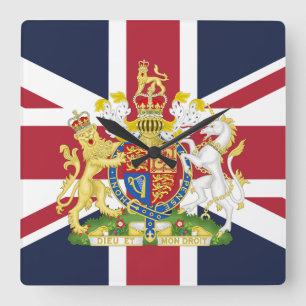Brittiskt telefonärende för flagga fyrkantig klocka