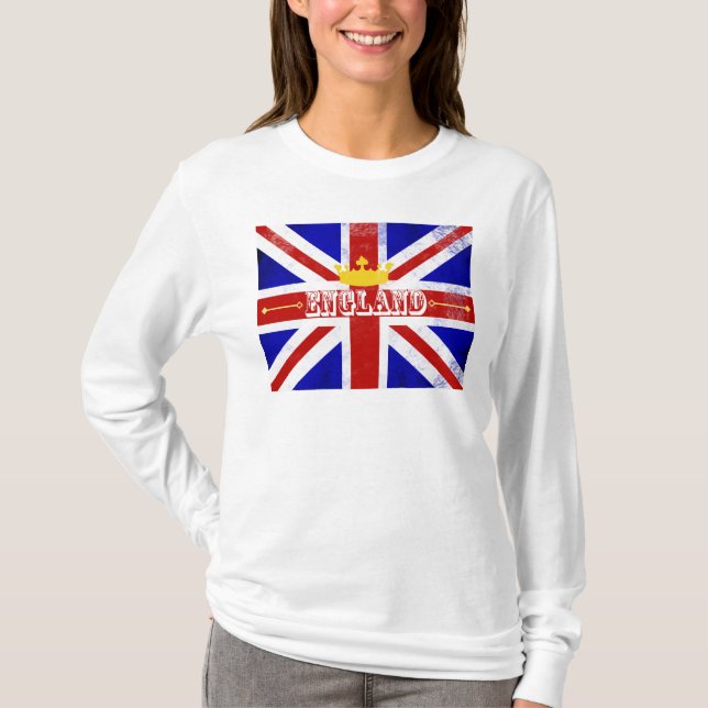 Brittiskt Themed bekymrat England för facklig jack T Shirt (Framsida)