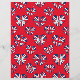 Brittiskt Union Jack-hjärta Rött Scrapbookpapper