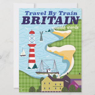 Brittiskt vintage tågresoraffisch inbjudningar