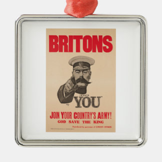 BrittLord Kitchener Önska Du WWI Propaganda Julgransprydnad Metall