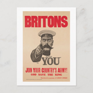 BrittLord Kitchener Önska Du WWI Propaganda Vykort
