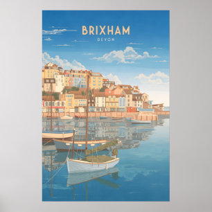 Brixham Devon Kust Resemålning Poster