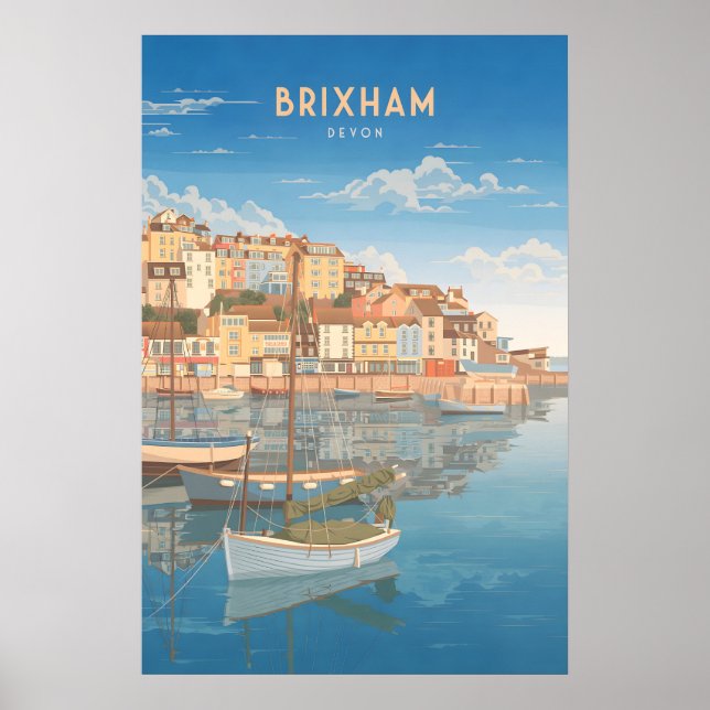 Brixham Devon Seaside Travel Poster (Framsidan)